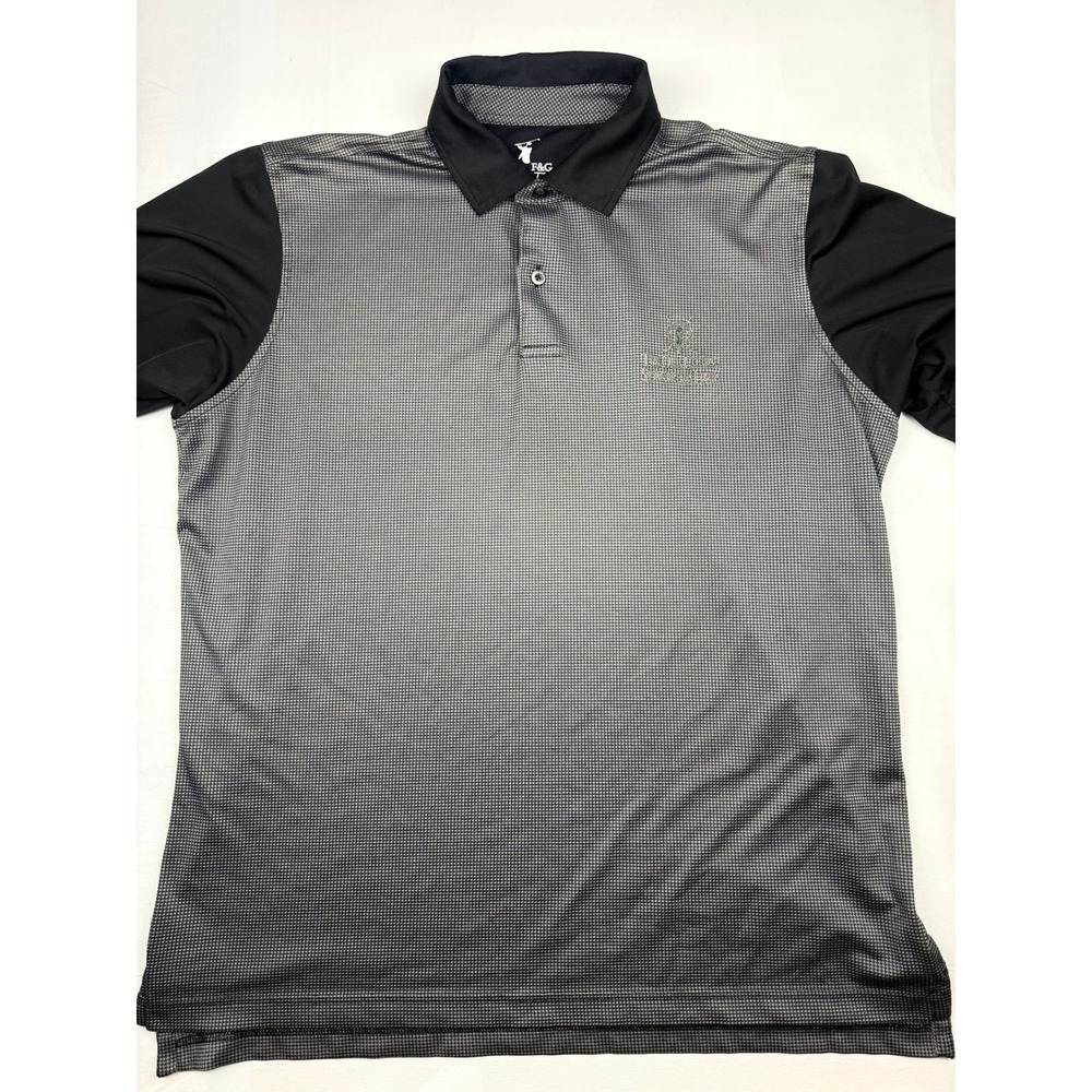 Fairway and Greene Polo Shirt Medium Grey Black Old Course St Andrews Links Tech - Picture 1 of 6